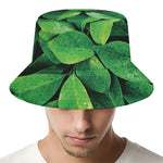 Fresh Green Leaf Print Bucket Hat