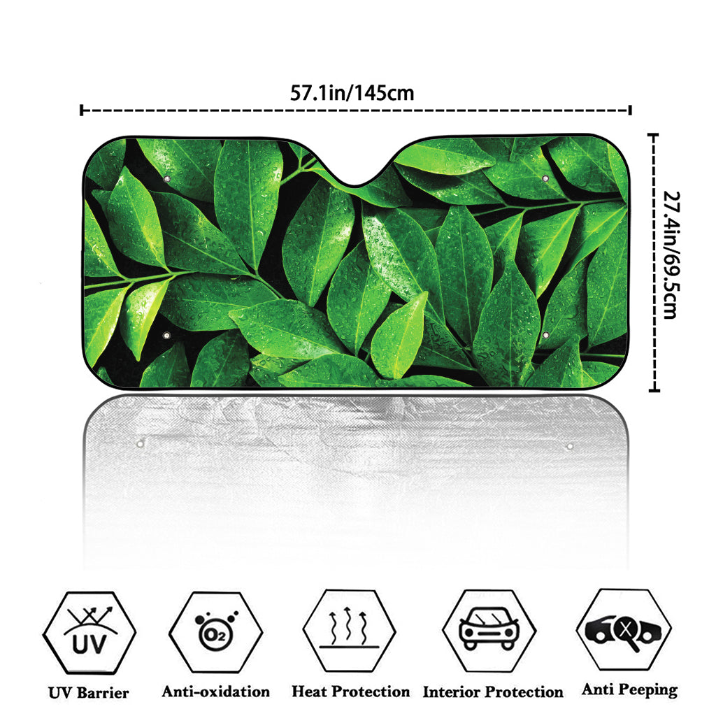 Fresh Green Leaf Print Car Windshield Sun Shade