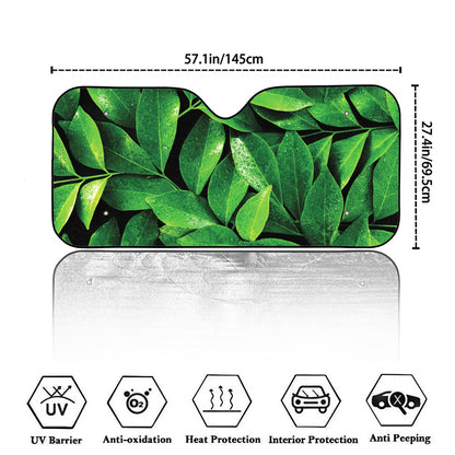 Fresh Green Leaf Print Car Windshield Sun Shade