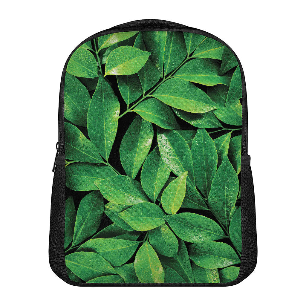 Fresh Green Leaf Print Casual Backpack