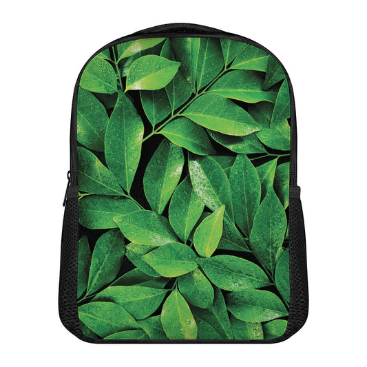 Fresh Green Leaf Print Casual Backpack