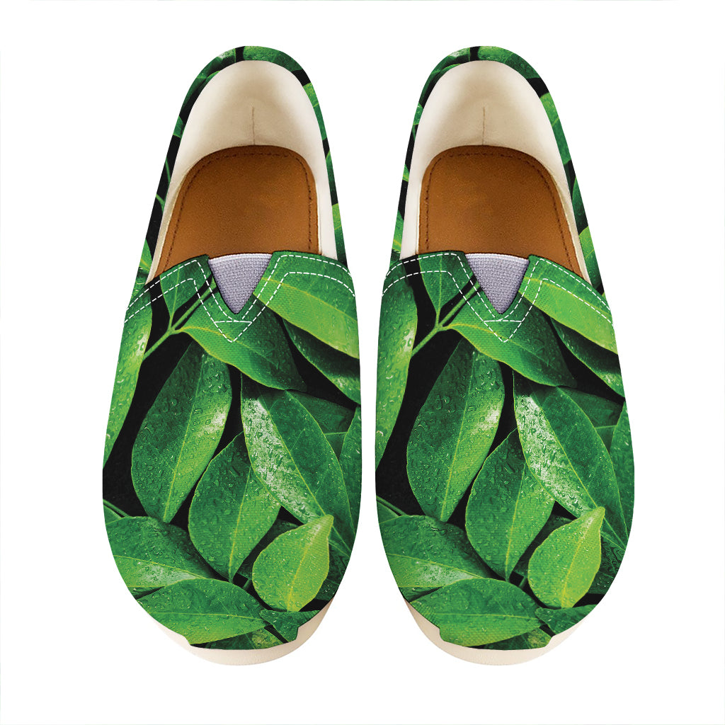 Fresh Green Leaf Print Casual Shoes
