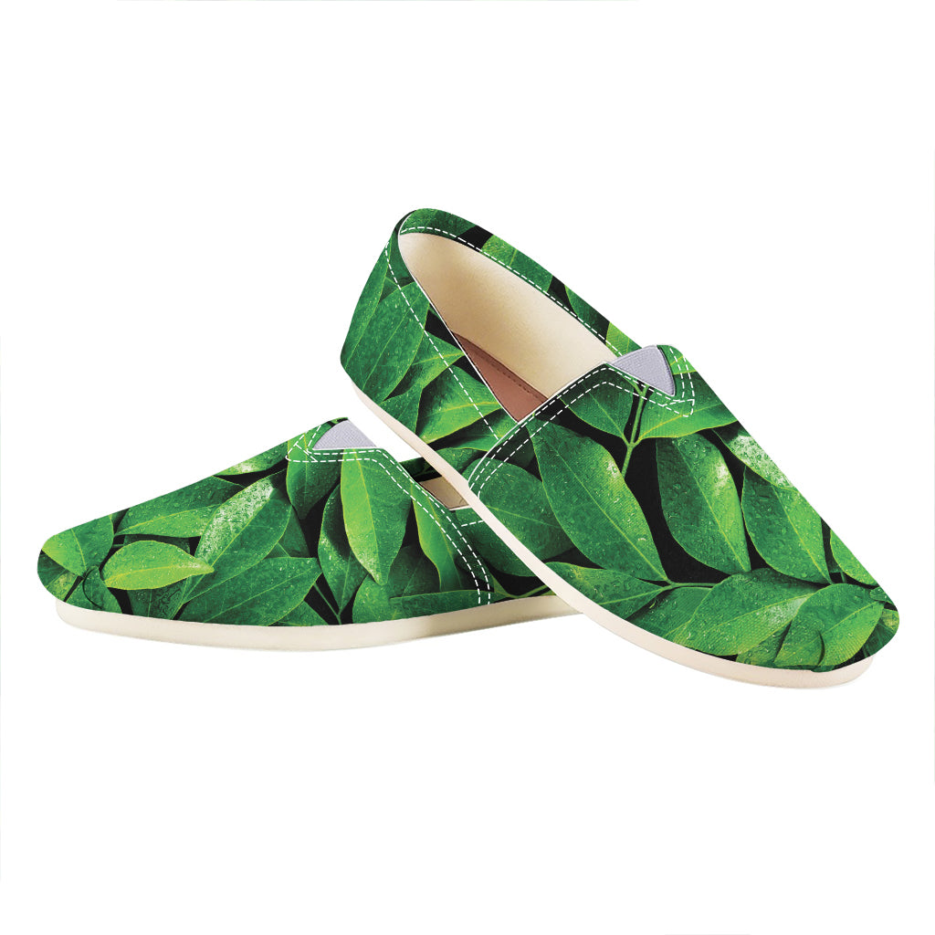 Fresh Green Leaf Print Casual Shoes