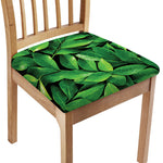 Fresh Green Leaf Print Chair Cushion Cover