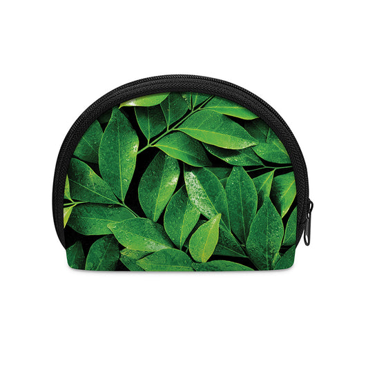 Fresh Green Leaf Print Coin Purse
