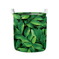 Fresh Green Leaf Print Collapsible Laundry Basket