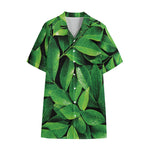 Fresh Green Leaf Print Cotton Hawaiian Shirt