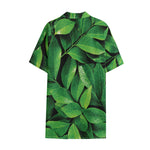 Fresh Green Leaf Print Cotton Hawaiian Shirt
