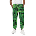 Fresh Green Leaf Print Cotton Sweatpants