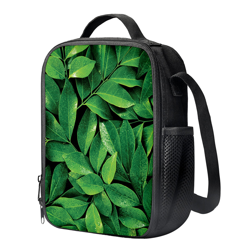 Fresh Green Leaf Print Crossbody Lunch Bag
