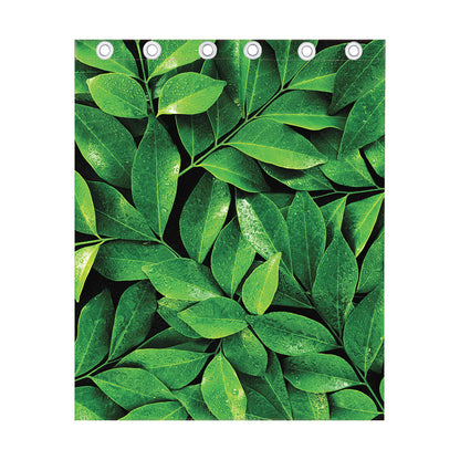 Fresh Green Leaf Print Curtain