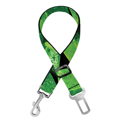 Fresh Green Leaf Print Dog Seat Belt