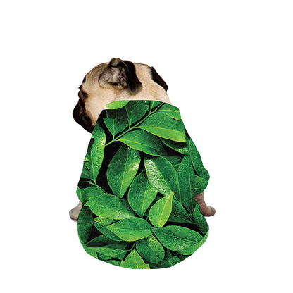 Fresh Green Leaf Print Dog Zip Up Jacket