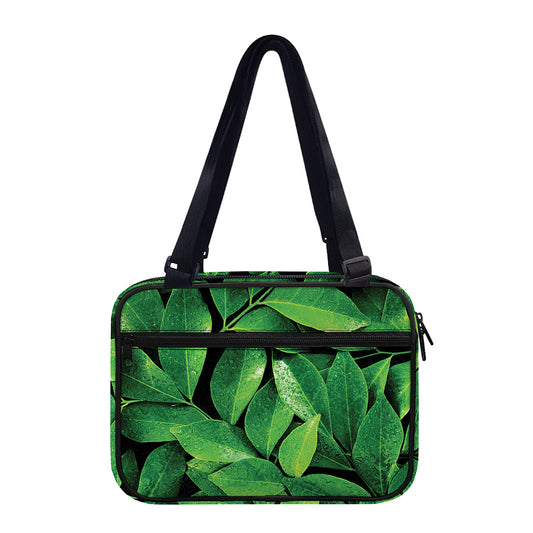 Fresh Green Leaf Print Double Strap Bible Bag