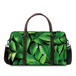 Fresh Green Leaf Print Duffle Bag