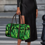 Fresh Green Leaf Print Duffle Bag