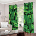 Fresh Green Leaf Print Extra Wide Grommet Curtains