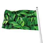 Fresh Green Leaf Print Flag