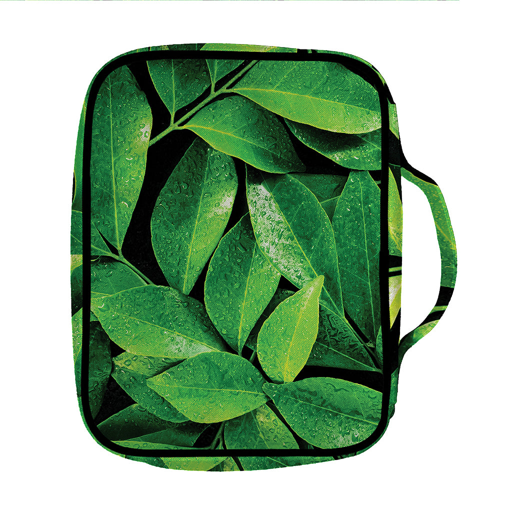 Fresh Green Leaf Print Front Pocket Bible Bag