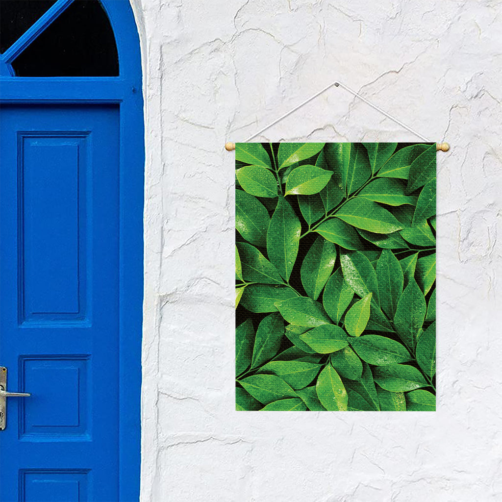 Fresh Green Leaf Print Garden Flag