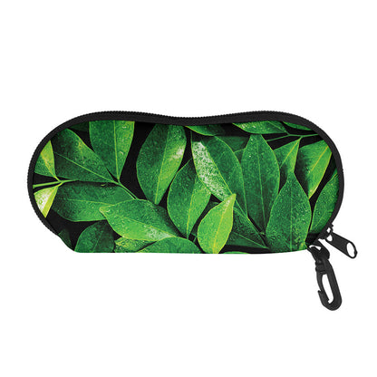Fresh Green Leaf Print Glasses Case