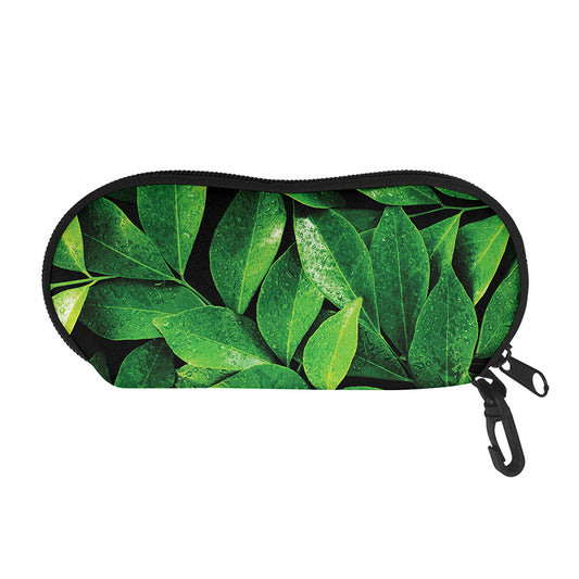 Fresh Green Leaf Print Glasses Case
