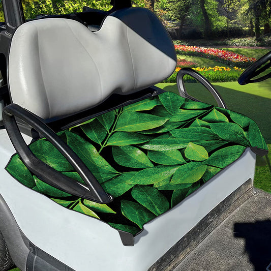 Fresh Green Leaf Print Golf Cart Seat Cover