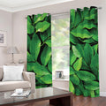 Fresh Green Leaf Print Grommet Curtains