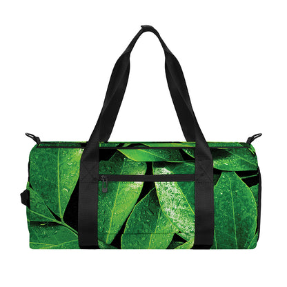 Fresh Green Leaf Print Gym Bag