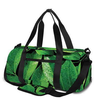 Fresh Green Leaf Print Gym Bag