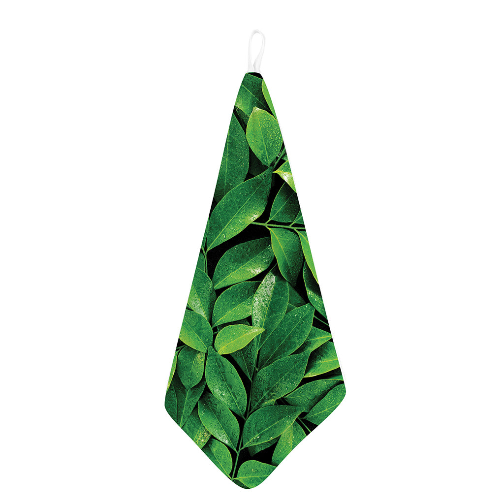 Fresh Green Leaf Print Hand Towel
