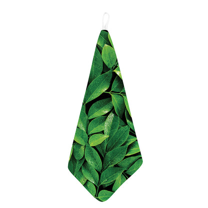 Fresh Green Leaf Print Hand Towel