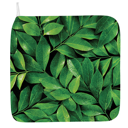 Fresh Green Leaf Print Hand Towel