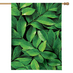 Fresh Green Leaf Print House Flag