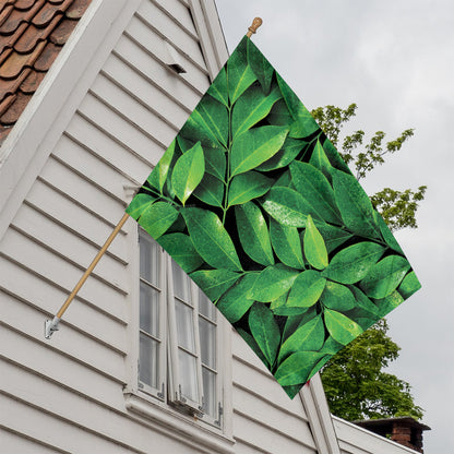 Fresh Green Leaf Print House Flag