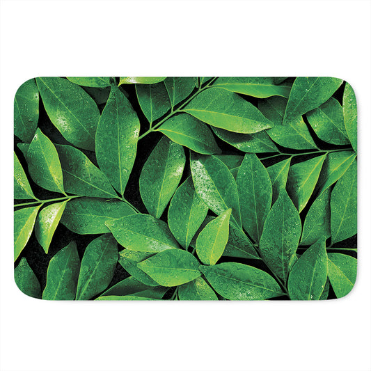 Fresh Green Leaf Print Indoor Door Mat