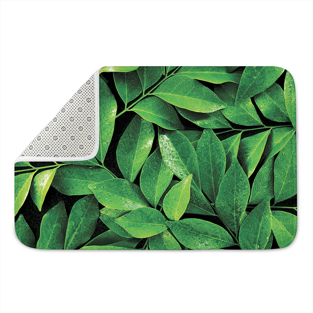 Fresh Green Leaf Print Indoor Door Mat