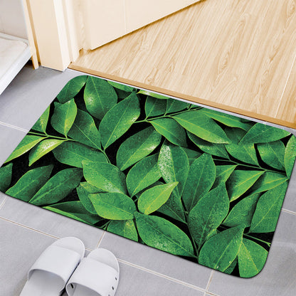 Fresh Green Leaf Print Indoor Door Mat