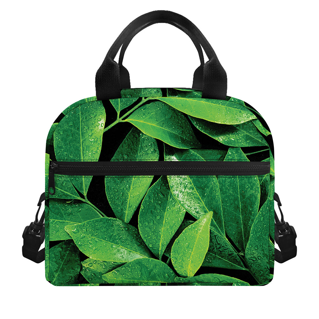 Fresh Green Leaf Print Insulated Lunch Bag