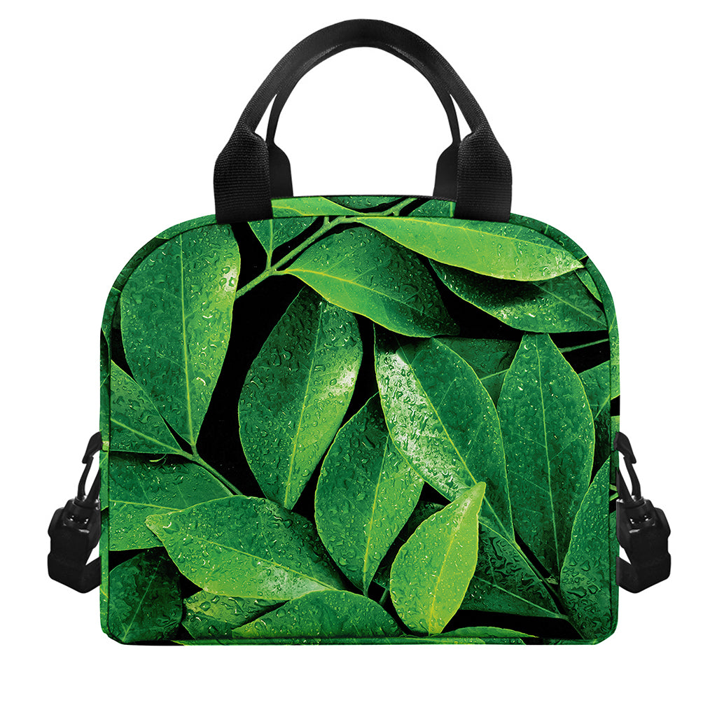 Fresh Green Leaf Print Insulated Lunch Bag