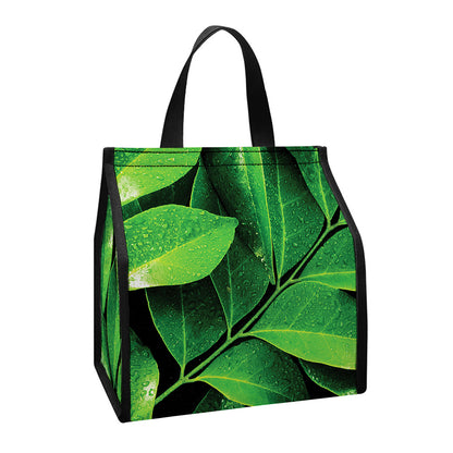 Fresh Green Leaf Print Insulated Lunch Tote