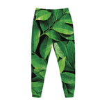 Fresh Green Leaf Print Jogger Pants