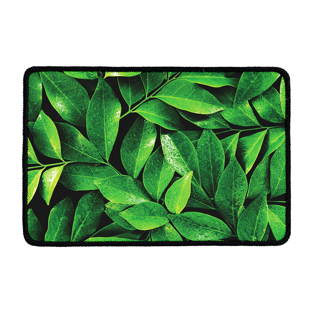 Fresh Green Leaf Print Kitchen Mat