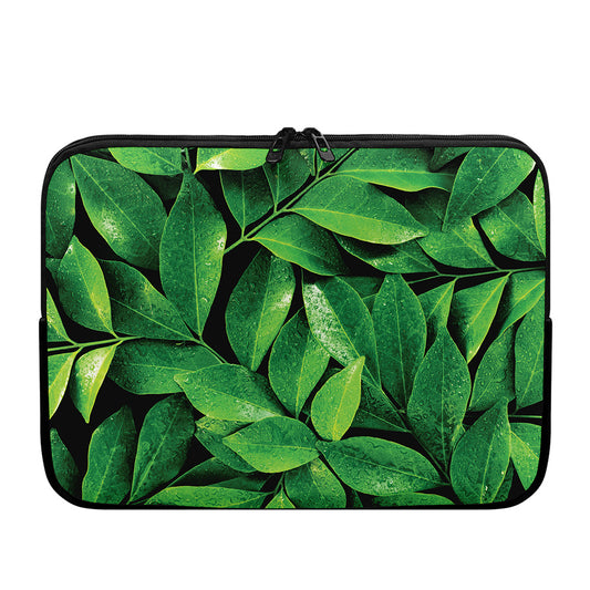 Fresh Green Leaf Print Laptop Sleeve
