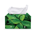 Fresh Green Leaf Print Leather Tissue Box Cover