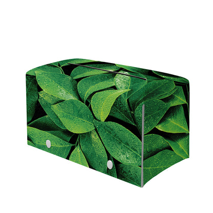 Fresh Green Leaf Print Leather Tissue Box Cover