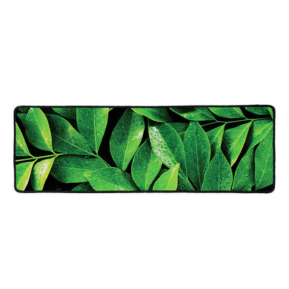 Fresh Green Leaf Print Long Kitchen Mat