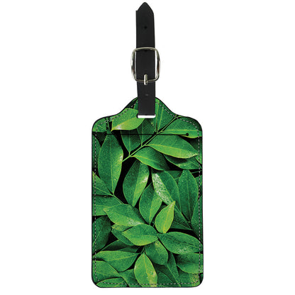 Fresh Green Leaf Print Luggage Tag