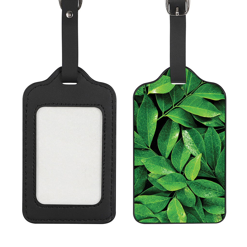 Fresh Green Leaf Print Luggage Tag
