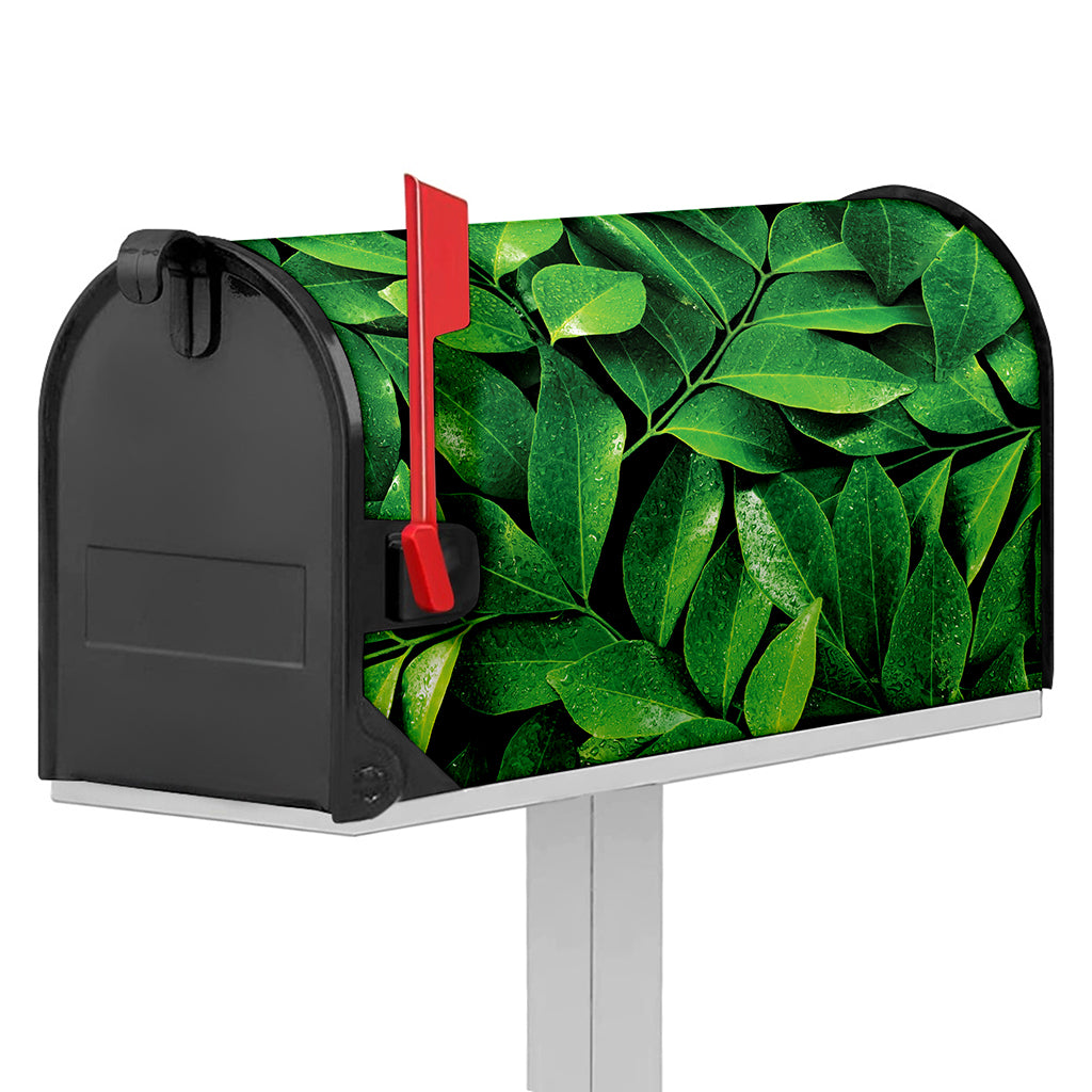 Fresh Green Leaf Print Mailbox Cover